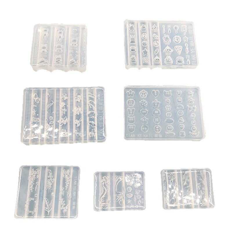 高透硅胶美人鱼花朵美甲模具浮雕纽扣膜具卡通指甲饰品装饰工具|undefined