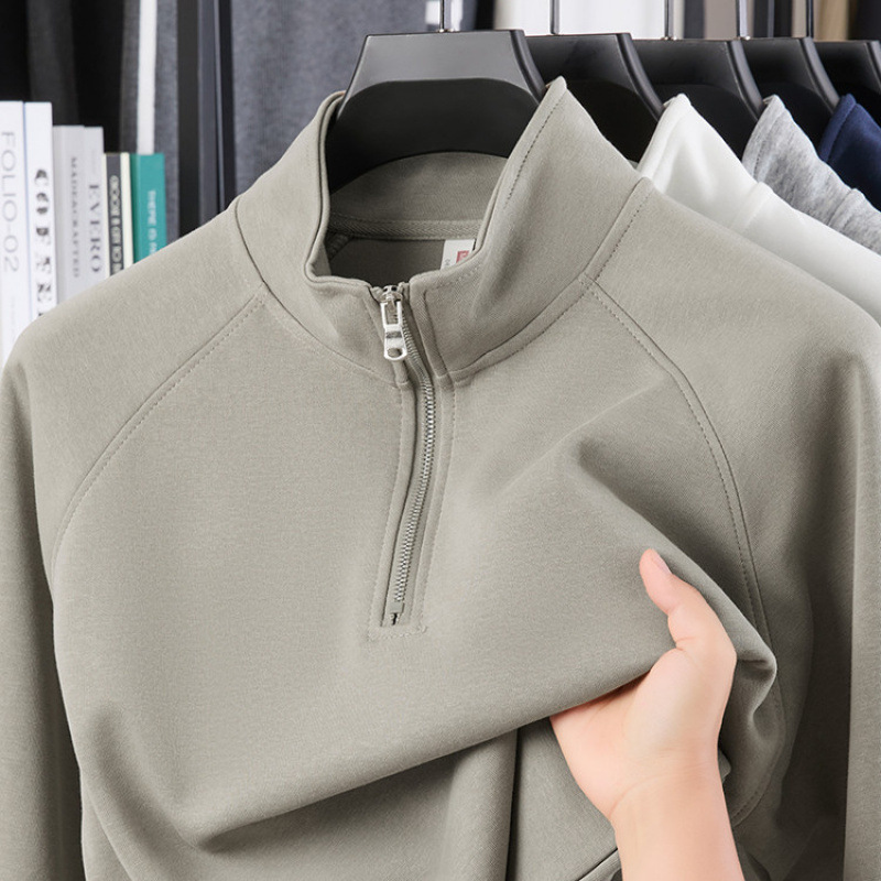 Paul Long-Sleeved T-Shirt Men's Cotton Stand-Up Collar Half-Zip Sweatshirt Spring & Fall New T-Shirt Bottoming Shirt Autumn Top t