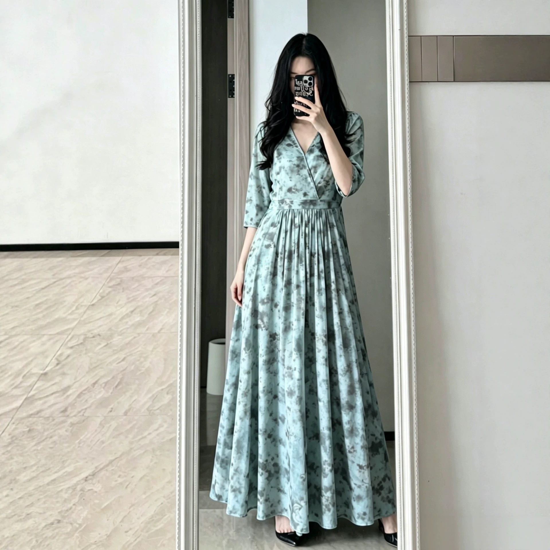 （中袖赫拉款）棉绸裙女春夏新款国风碎花宽松休闲显瘦连衣裙