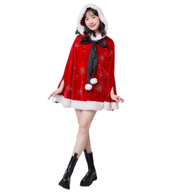 Mantella morbida per bambina, scialle, vestiti da Babbo Natale, abbigliamento da donna, set da vestire natalizio, donna_voghion.com