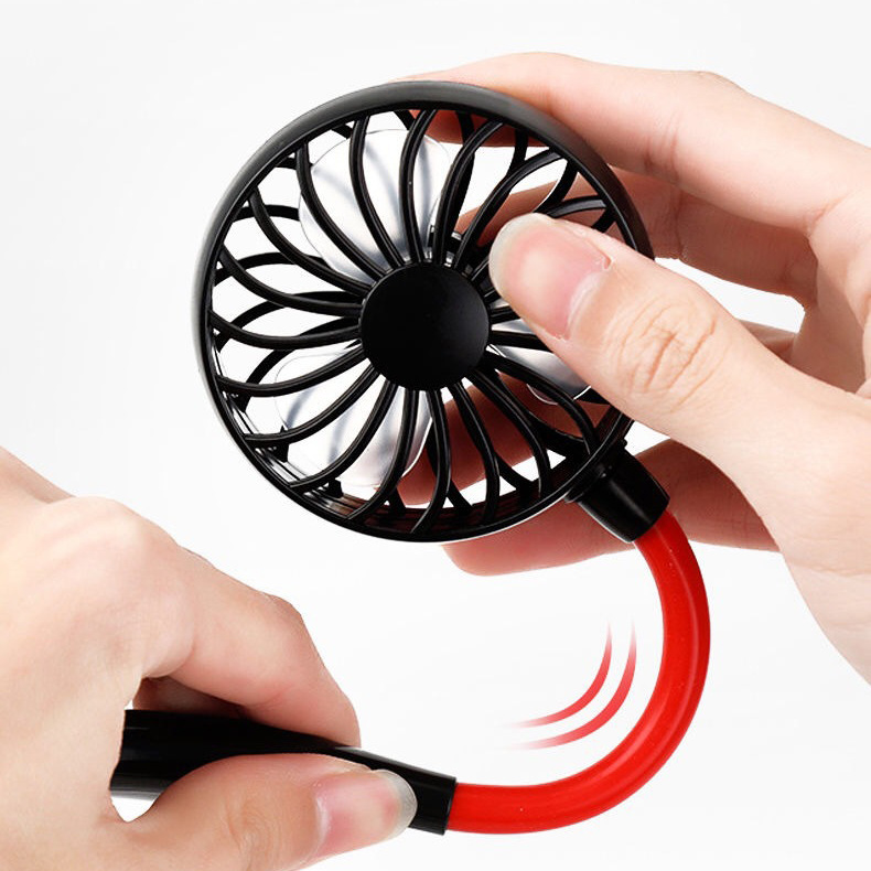 USB perezoso cuello ventilador de carga mini portátil de alta potencia personalizado negro silencioso puede ajustar la velocidad de tres velocidades