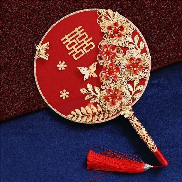 推荐结婚团扇子中式婚礼秀禾服古风出嫁手捧花手工喜扇成品供应链|undefined