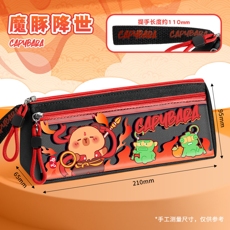 カバベア 三角漫画ペンバッグ 高価値 男女兼用 小中学生 カピバラ 大容量 かわいい文具バッグ|undefined