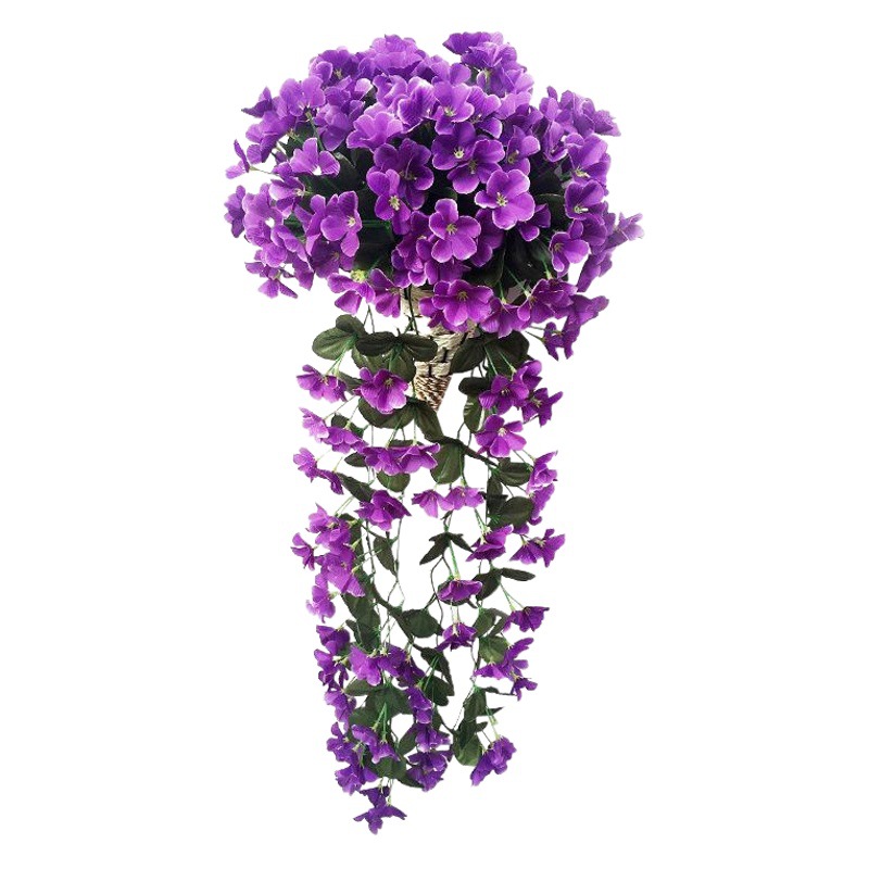 Artificial flor violeta ratán interior flor artificial sala de estar decoración balcón pared colgante Flor al por mayor boda colgante orquídea
