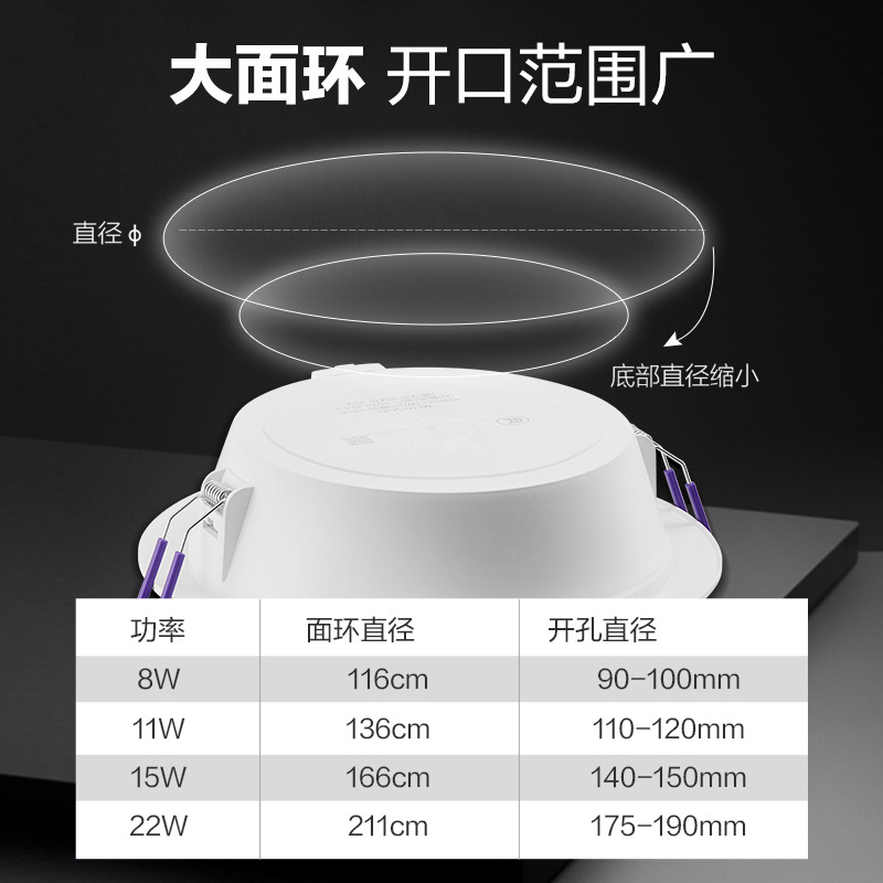 BULL TL04 고출력 대형 LED 울트라 얇은 다운 라이트 임베디드 75MM 거실 가정용 구리 램프 홀 램프