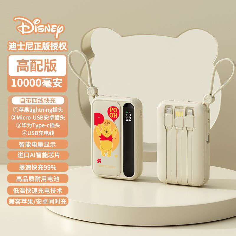 維尼熊いちご熊の新型ミニ充電宝携帯型自帯線アニメ移動電源10000ミリアンペア|undefined