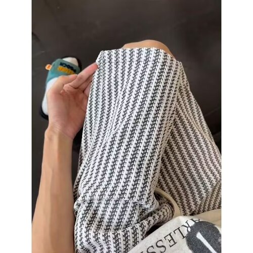 White Striped Knit Shorts for Men, Summer American Retro Straight Leg Pants, Outdoor Sports Casual Five-Finger Pants