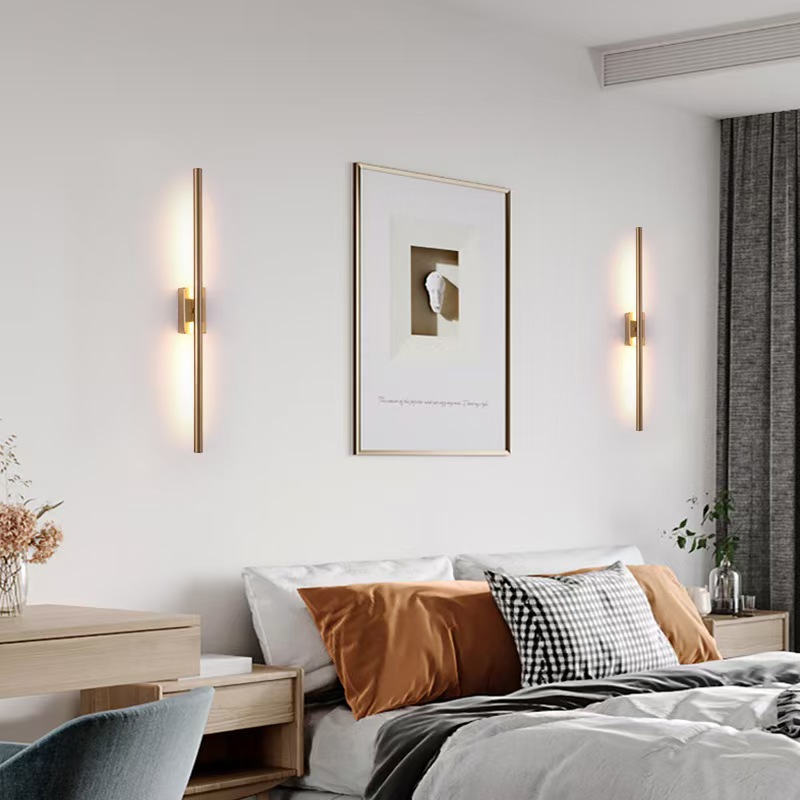 Diseñador minimalista lujoso sala de estar lámpara de pared de fondo pared dormitorio cabezal de cama hotel pasillo lámpara