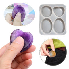 Thumb Worry Stone滴胶模具镜面疗愈解压石瑜伽石硅胶树脂液模子