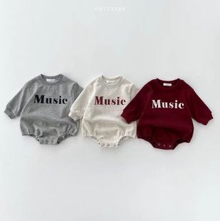 Korean style ins baby English long-sleeved comfortable romper sheath autumn long-sleeved baby loose one-piece romper