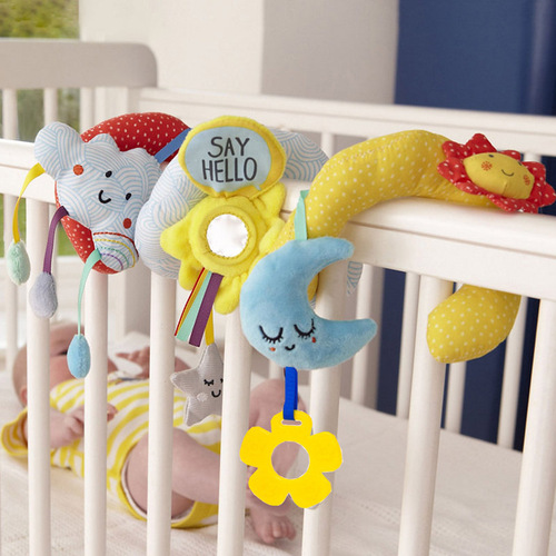 Foreign trade export toy bed wrap 0-1 Yunduo sun bed bell pendant with rattle lathe hanging baby toy