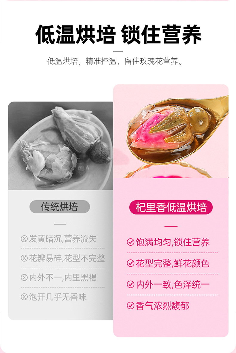 Dried Rose Bud Tea 50g Double Petal Rosebuds Meigui Hua Loose Herbal Floral Tea specifications