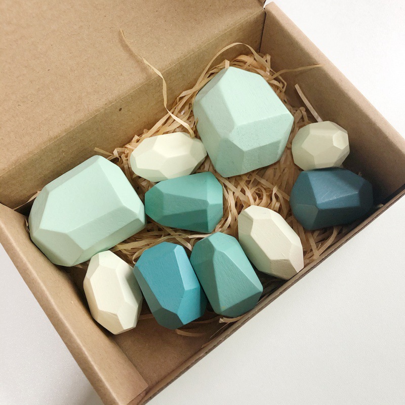 Piedra laminada de madera para niños piedra de color Montessori de madera equilibrio cognitivo laminado bloques de construcción juguetes de educación temprana