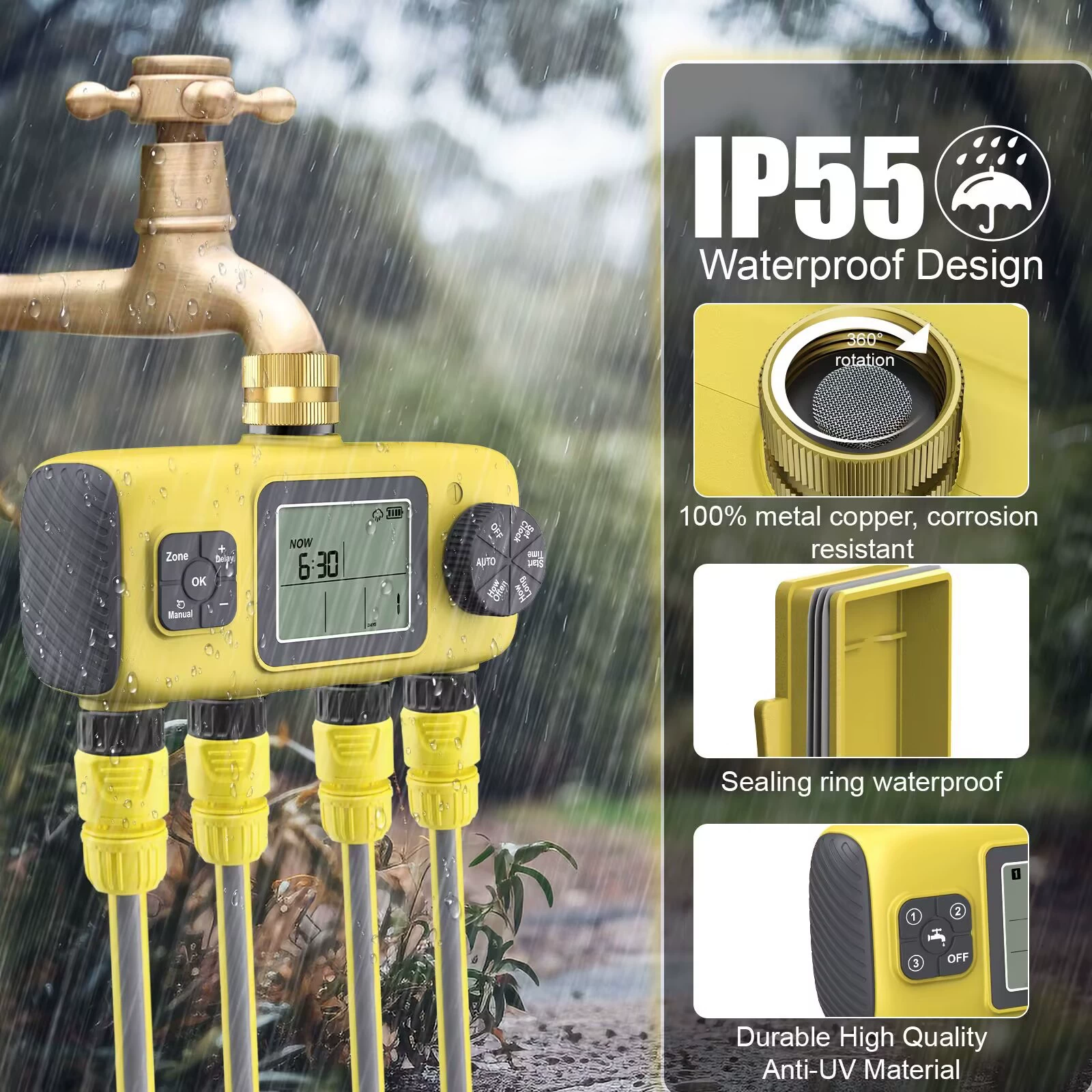 Четырехдорожный поливной таймер наружный двор умный садовый контроллер автоматический полив поливщик растений
