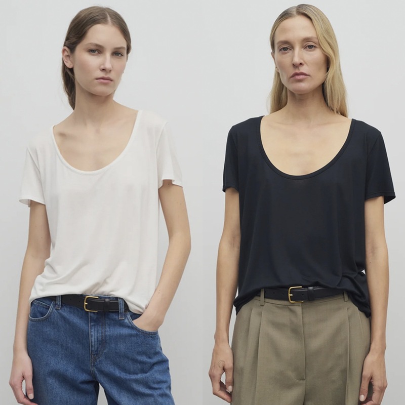 HOUSE25 Xia Xin 薄いバックミドルシームマルベリーシルクルーズカジュアルルーズラージUネックブラックホワイト半袖Tシャツ女性用|undefined