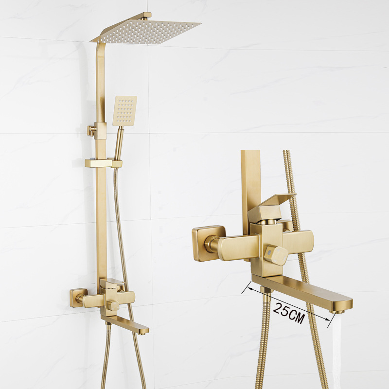 Foreign Trade Stainless Steel Shower Set Brushed Black Bathroom Toilet Booster 25cm Extended Spout