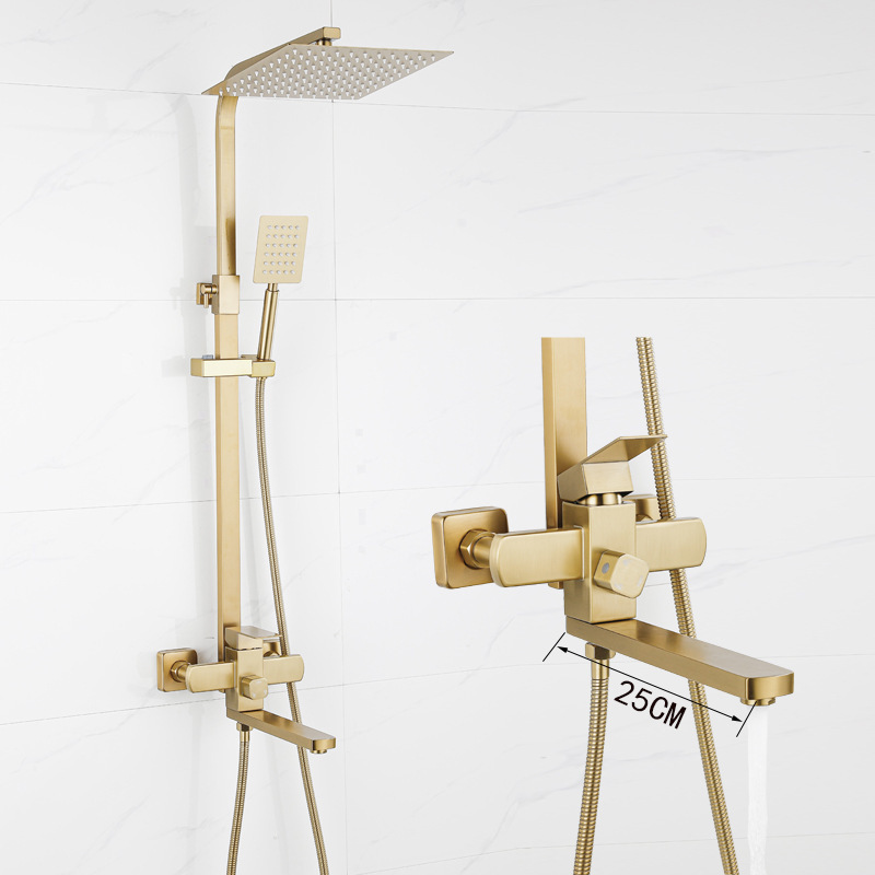 Foreign Trade Stainless Steel Shower Set Brushed Black Bathroom Toilet Booster 25cm Extended Spout