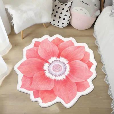 3d Flower Carpet Chinese Round Floor Mat Home ins Floor Mat Sofa Mat Bedside Blanket Special-shaped Lotus Bathroom Mat