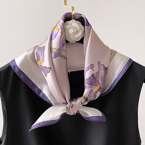 100% purple silk mulberry silk scarf small square scarf for women spring and autumn neck decoration scarf mother thin scarf 50
