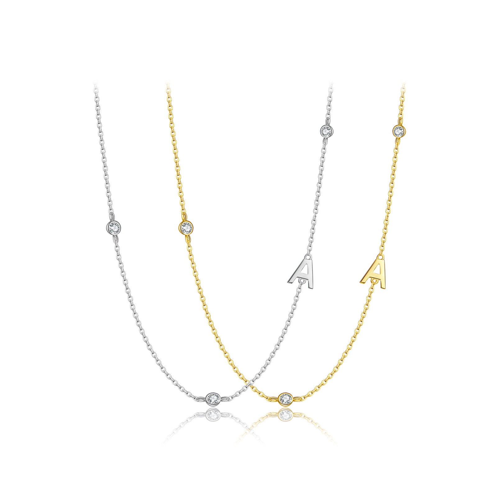 Collar con el alfabeto inglés de 26 letras para mujer, plata de ley S925, cadena de clavícula elegante y brillante, joyería nueva y popular en stock, venta al por mayor
