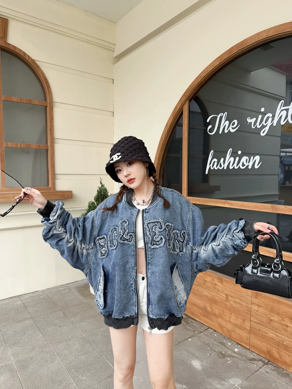 Европейские товары весной 2025 года свободная средняя длинная версия с вышивкой бейсбольная куртка куртка женская