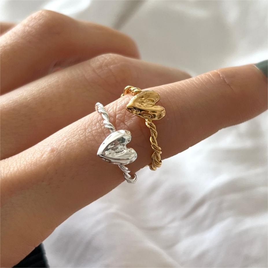 Open Rings Classification 18K Gold Plated 925 Sterling Silver Heart Shape Open Rings 925 Sterling Silver Rings
