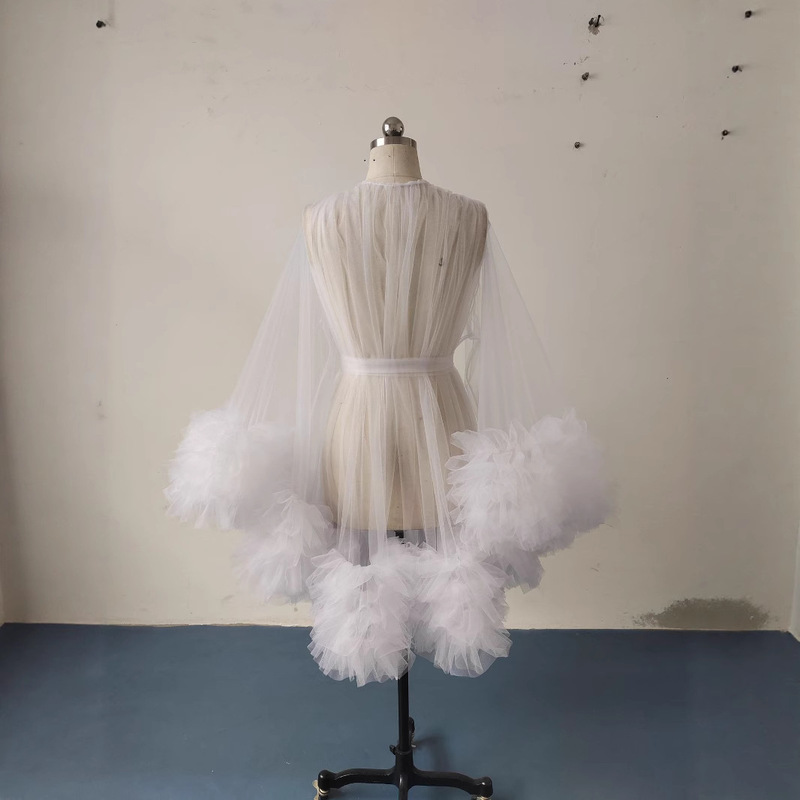 Cross-Border Hot-Selling Mesh Dressing Gown, Women's Wedding Dress, Maternity Photo Clothing, Short Gauze Skirt Photography
