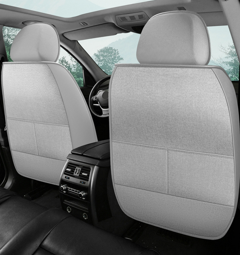Temu Cross-Border Popular Linen Burlap Car Seat Cushion 2026 New Model Fabric Five-Seater Universal Seat Cover for All Seasons