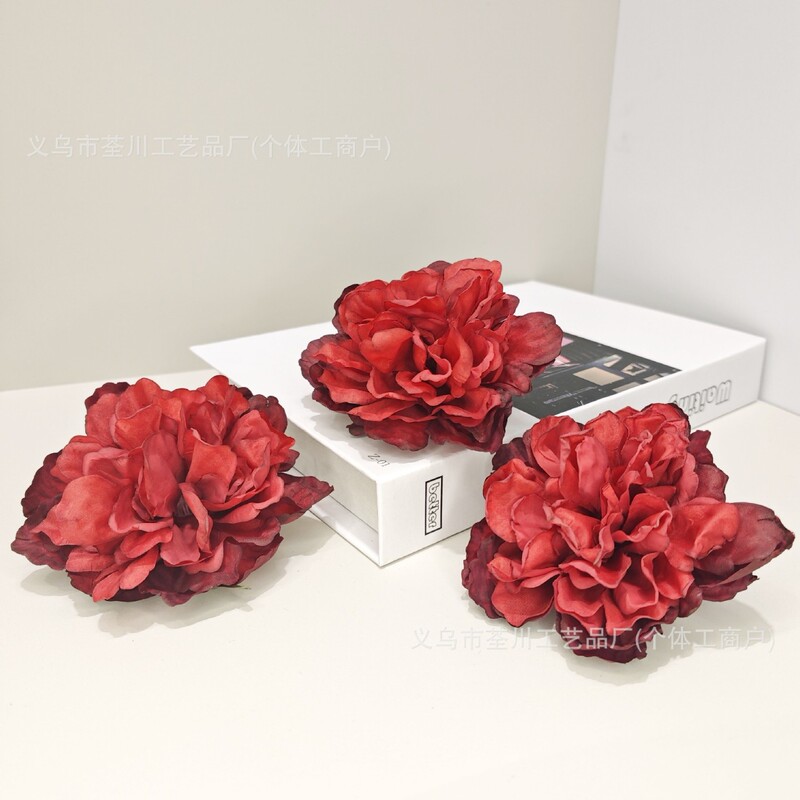 DIY手仿真花烧边牡丹古风帽子衣服配件配饰花头假花婚庆花墙装饰|undefined
