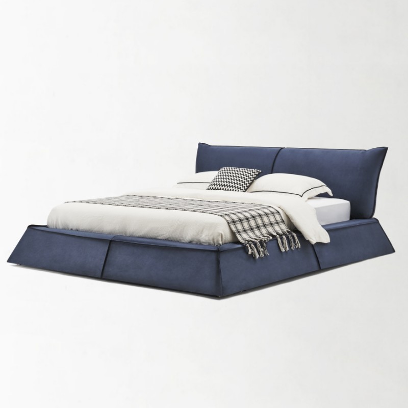 Minimalist Paris Bed, Turin Suede Fabric Down-Filled Suede Leather Bed, Light Luxury Design, Internet-Famous Bedroom Double Bed for Weddings