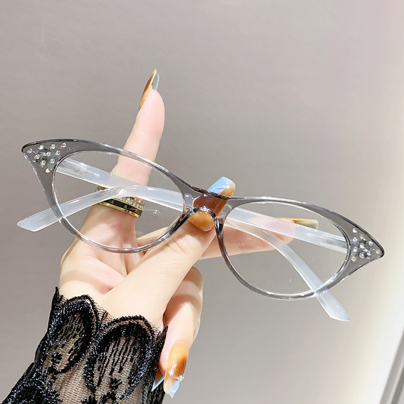 Diamantes de alta gama, moda ultraligera transfronteriza, gafas de lectura anti-luz azul, ojos de gato, gafas de mediana edad y ancianos, gafas de presbicia para mujer