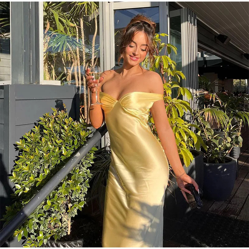 Spot European and American Cross-Border 2024 Autum Women's Dress Elegant Satin Backless Sleeveless Maxi Dress