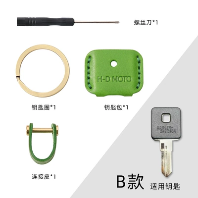 Car key bag – cowhide motorcycle combination key case - type-b-fruit-green