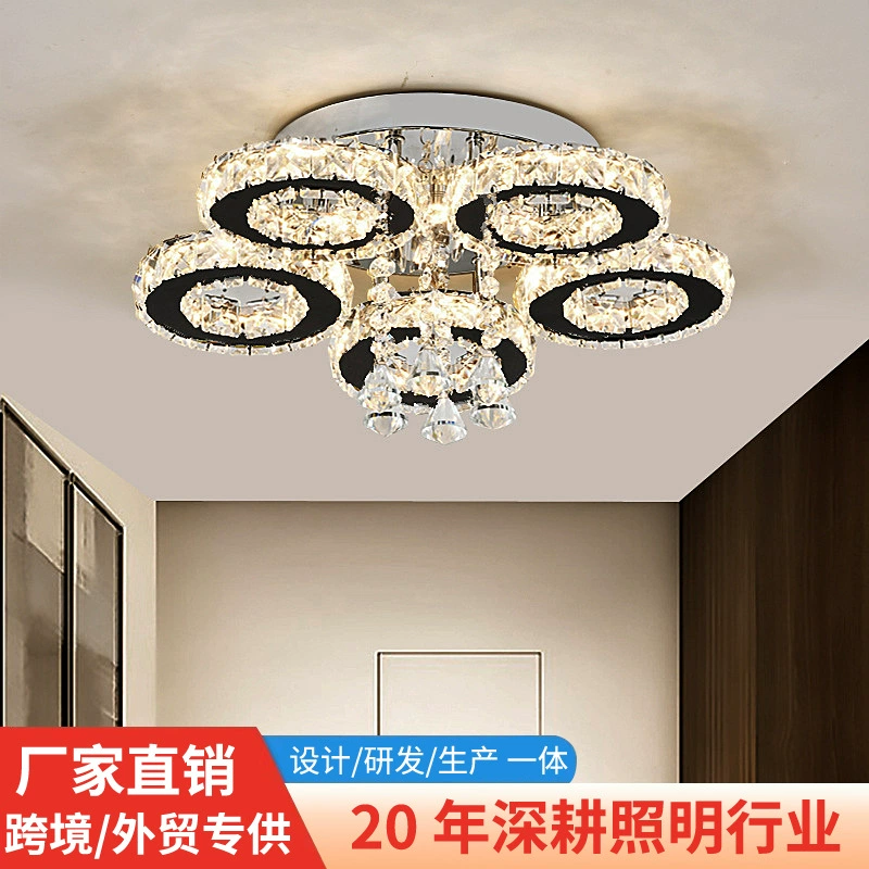 Светодиодная потолочная люстра с кристаллами для гостиной, круглая, с тремя кольцами, современная минималистичная, для декора дома, освещение для спальни и коридора