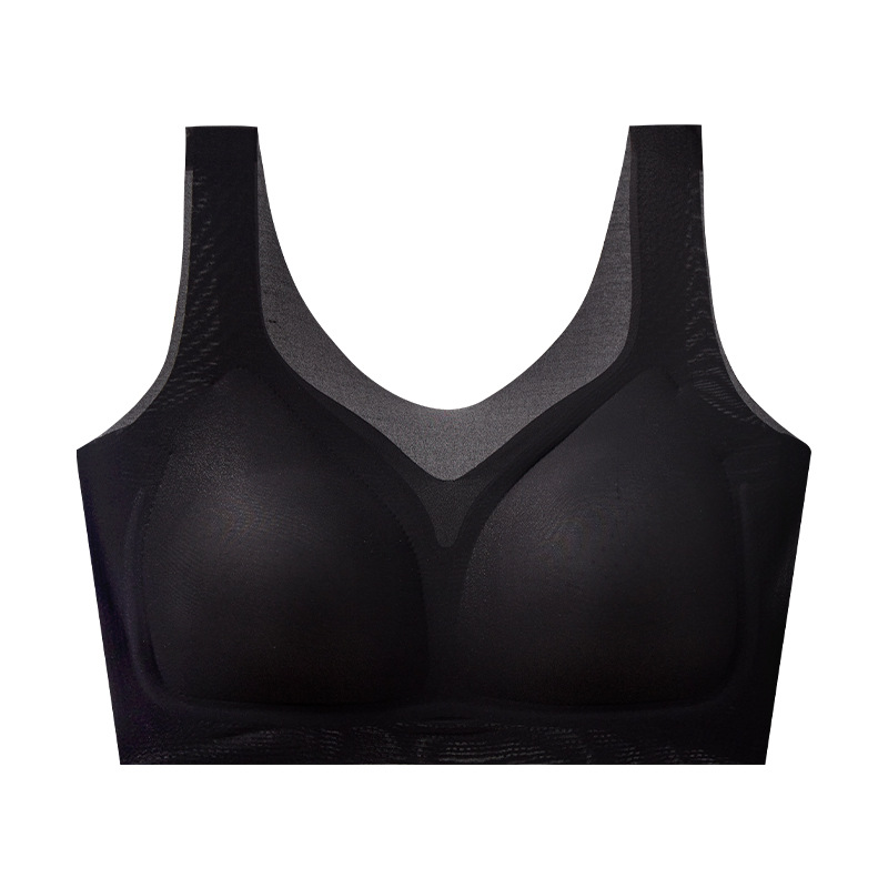 Ropa interior delgada gran pecho pequeño anti-caída sin anillo de acero para mujeres se reúnen sin marcas ajustable taza grande sujetador de tamaño grande para mujeres