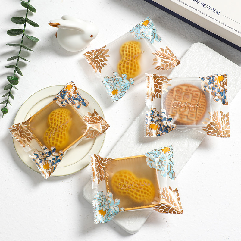 Nueva bolsa de embalaje de pastel de Luna 50g100G bolsa de pastel de Luna máquina bolsa de sello Festival del Medio Otoño flujo corazón yema de huevo crujiente pastel de Luna embalaje al por mayor