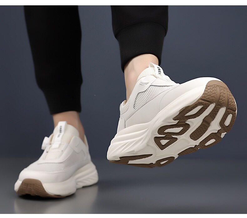 Giày thể thao nam sneaker đế dày thoáng khí mặt lưới mũi tròn — Màu trắng, màu đen chi tiết 17