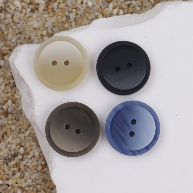 Two-eye gradient resin button shirt women's azure blue dark brown khaki black gray bowl-shaped two-hole button Two-eye gradient resin button shirt women's azure blue dark brown khaki black gray bowl-shaped two-hole button