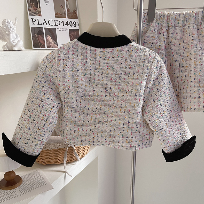 2023 Winter New Girl's Small Fragrance with Cotton Knitted Coat Baby Hundred Pleated Short Skirt Set of Two_voghion.com