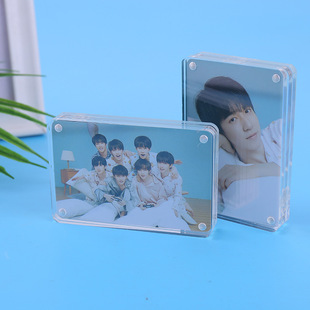 New Transparent Acrylic Magnetic Card Brick Photo Frame Ornaments Double-Sided Photo Holder Anime Star Desktop Photo Frame Ornaments
