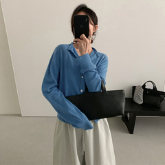 TG 羊毛系扣针织开衫女2025秋季新款纯色百搭简约风显瘦毛衣25698