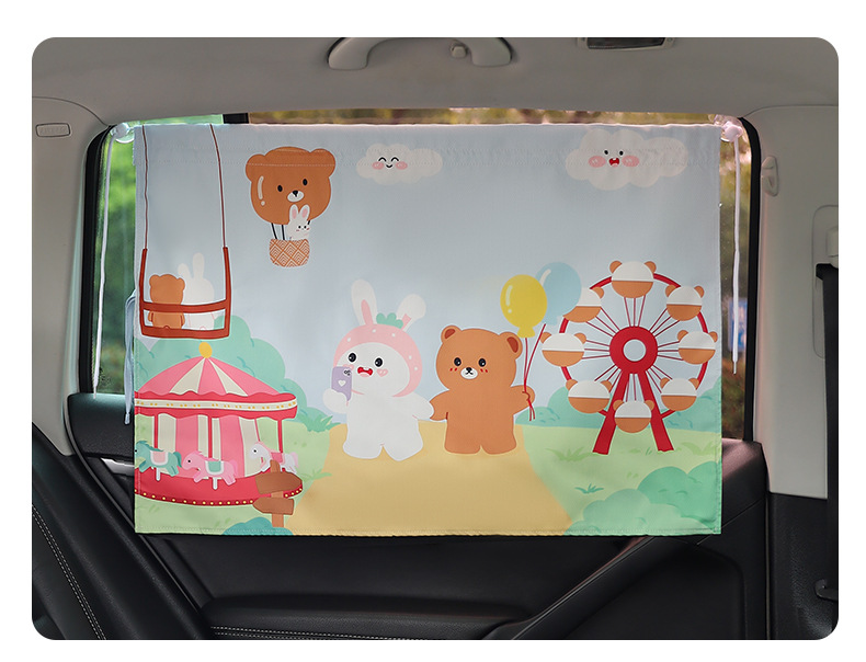Suction Cup sunshade car curtain cartoon children sun protection thermal insulation rear row side window car baby shading baffle