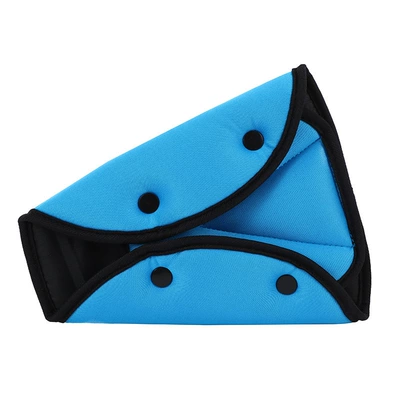 Seat belt shoulder pad Cloth Anti-Strangle Foldable Snap-On - triangle-retainer-blue-235185cm