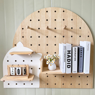 ✅ Round Hole Perforated Board Accessories Universal Hook Wall Shelf Wooden Matchstick Wooden Stick Small Wooden Stick Wooden Board Set
