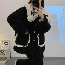 2024年新款睡衣女秋冬季三层加厚珊瑚绒夹棉加绒甜美法兰绒家居服