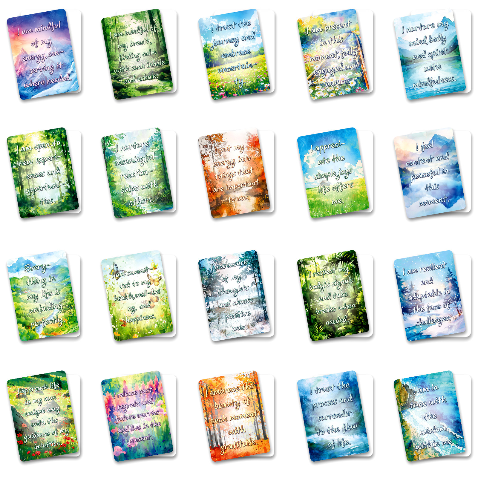 Set 50 aquarel landschap kaarten educatief voor kinderen_voghion.com