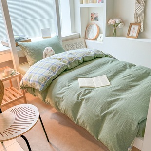Washed cotton student dormitory bed three-piece bed hat 90*190 single bedding quilt full six-piece set