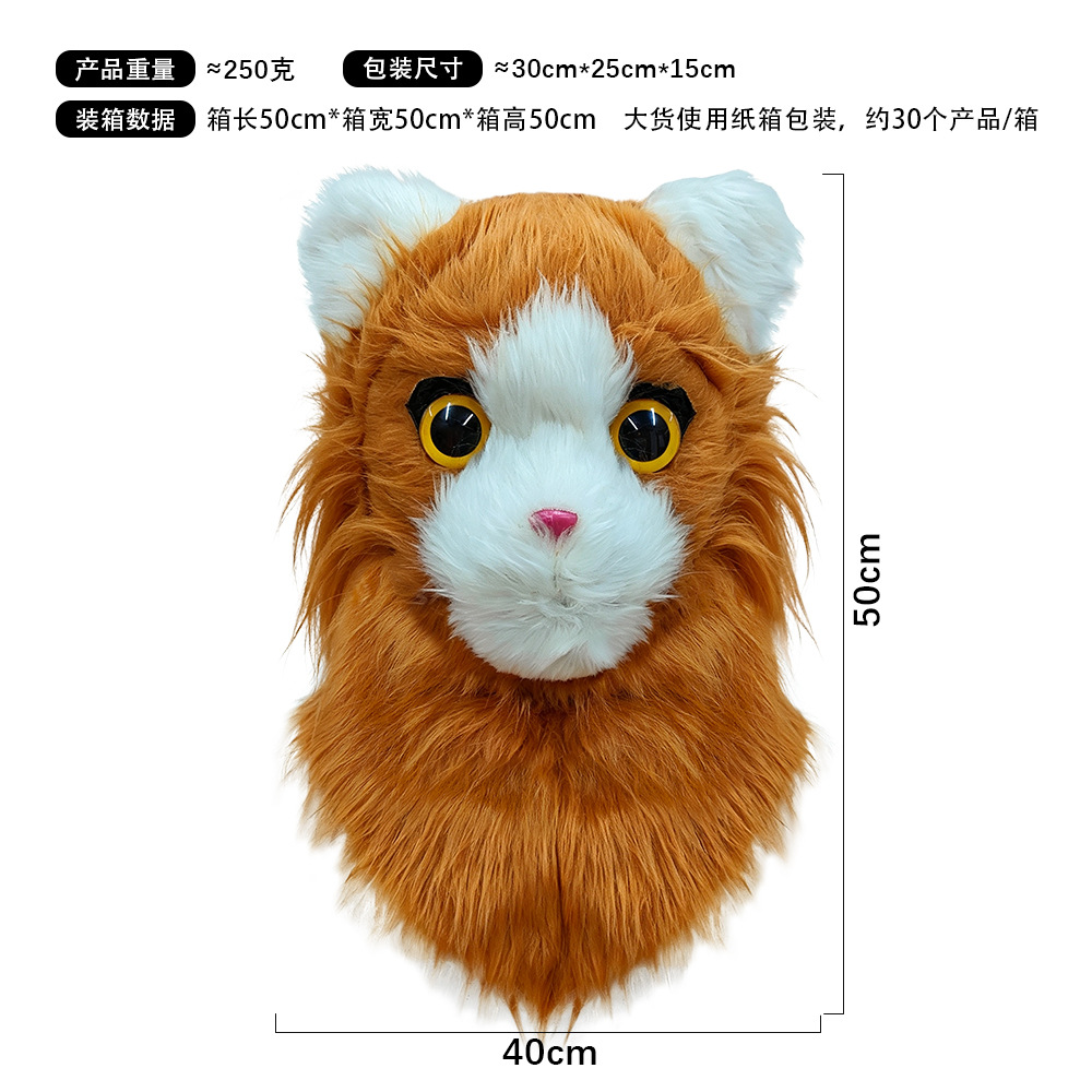 Máscara divertida de gato con boca abierta, accesorio para disfraz de Halloween, máscara con boca móvil, accesorio para actuaciones.