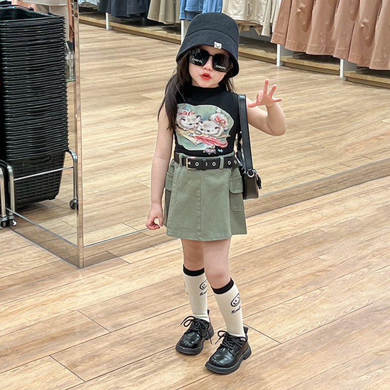 Spring children's cartoon elegant T-shirt sleevless