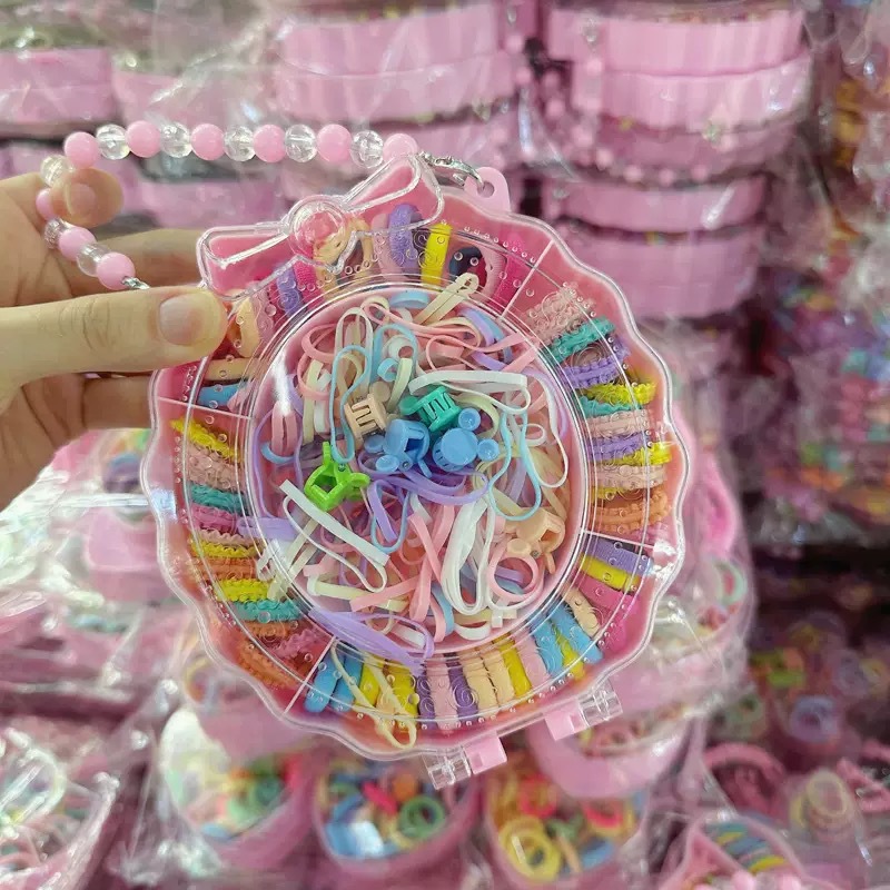 Mini cabeza de princesa en caja, clip de agarre pequeño, clip de flequillo, horquilla rota en la frente, banda elástica para niños, no daña el cabello, anillo del pulgar al por mayor image 72